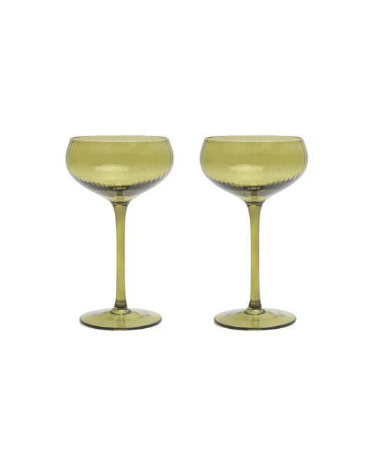The Lou Coupe Glass - Set of 2 Olive